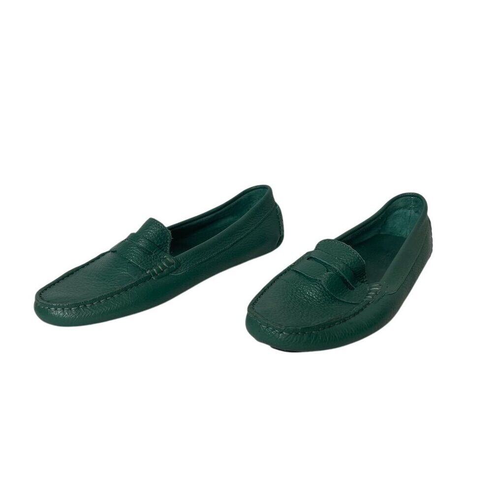 Saks Fifth Avenue Women's Green Leather Driving Loafers Size 9